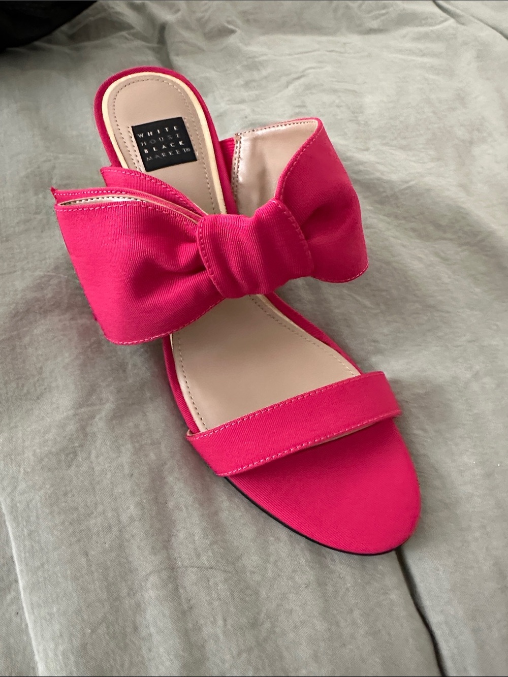 White House Black Market Hot Pink Bow Slide Mule